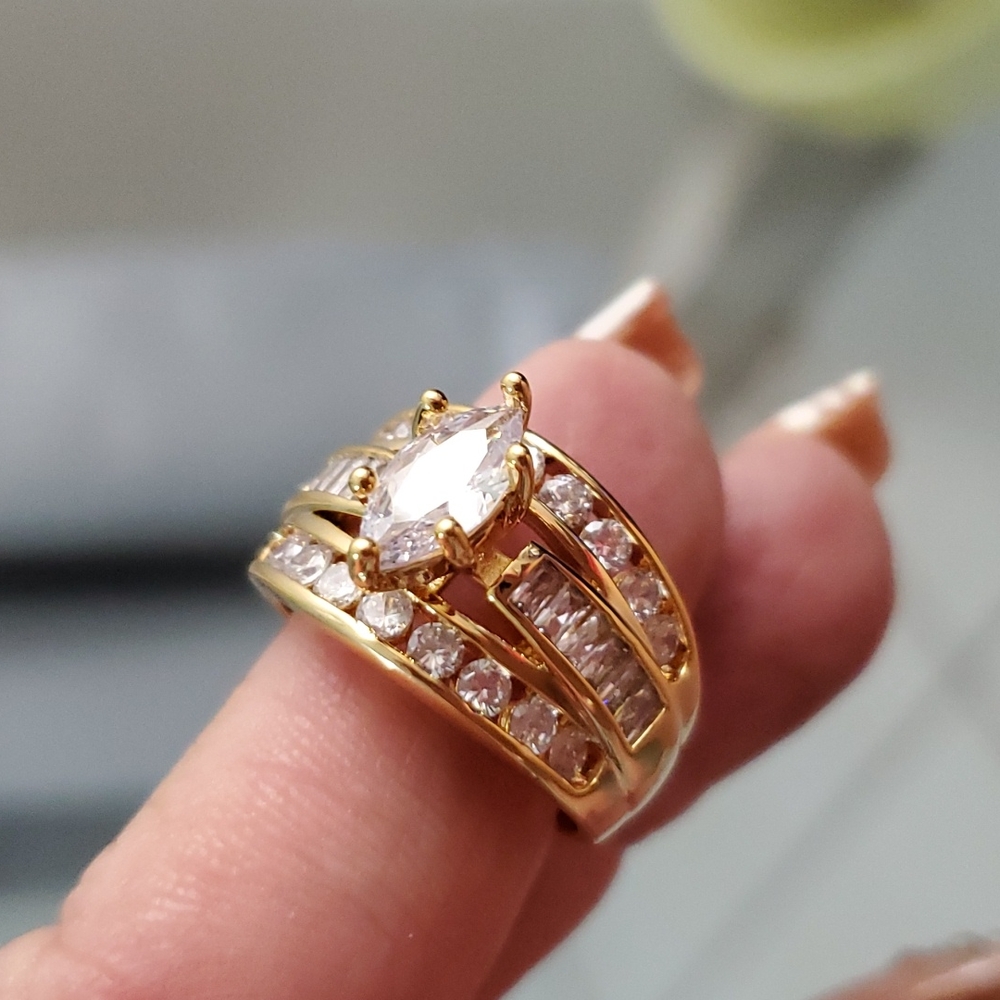 Luxury Gold Plated Wedding Band Zircon Crystal